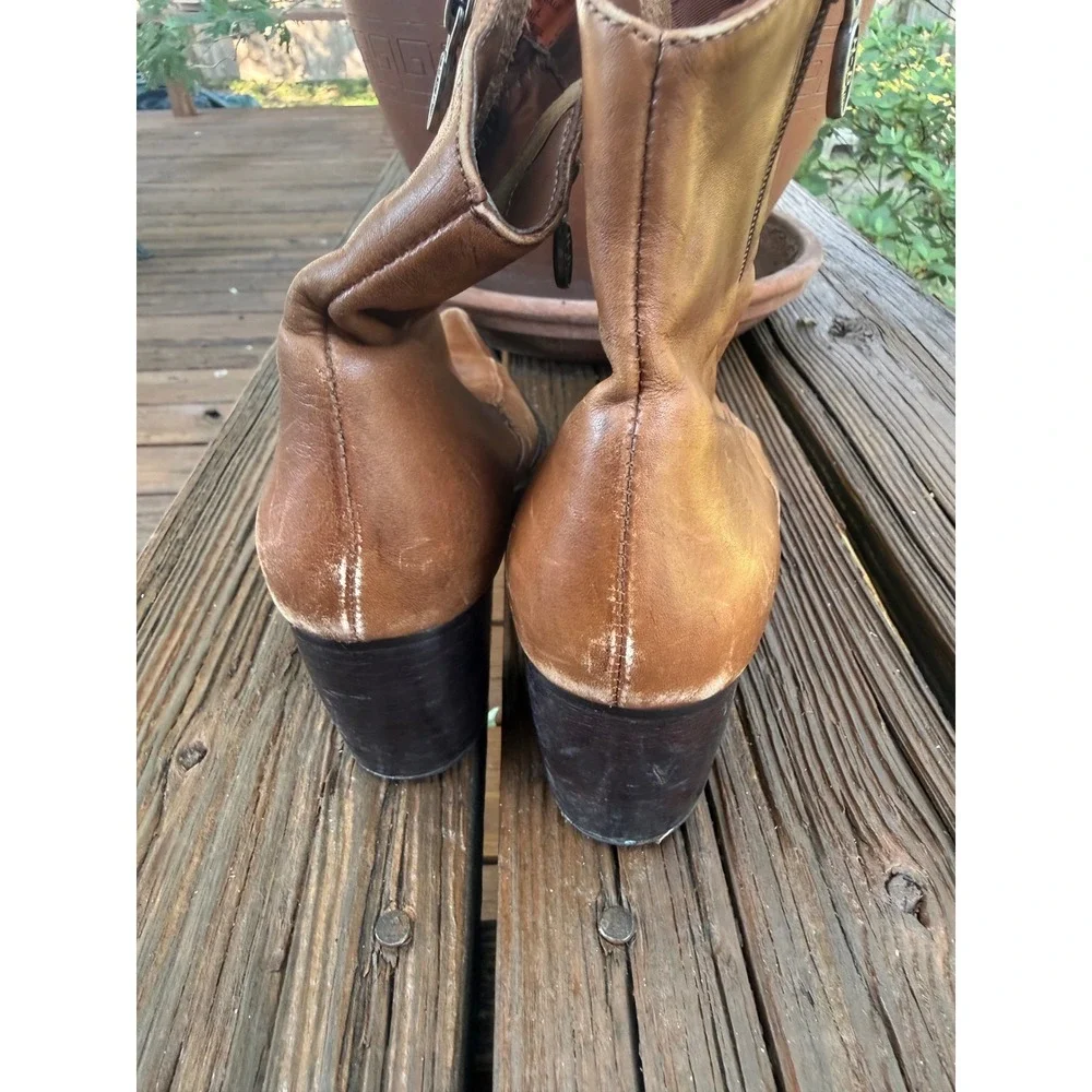 Harley Davidson Womens Tan Brown Leather Pointed Toe Ankle Boots 84249 Size 7.5